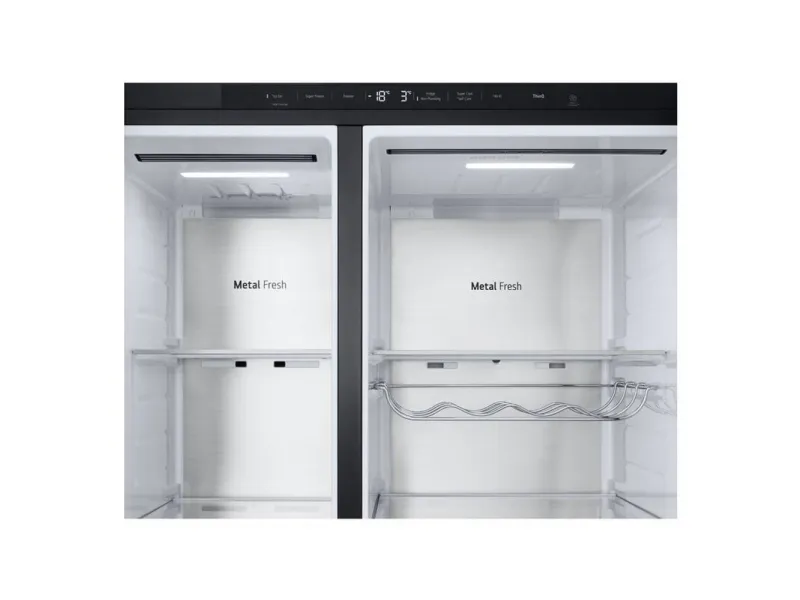 LG GSLE91EVAC, Fritstående, Amerikansk dør, Sort, LED, På døren, Glas