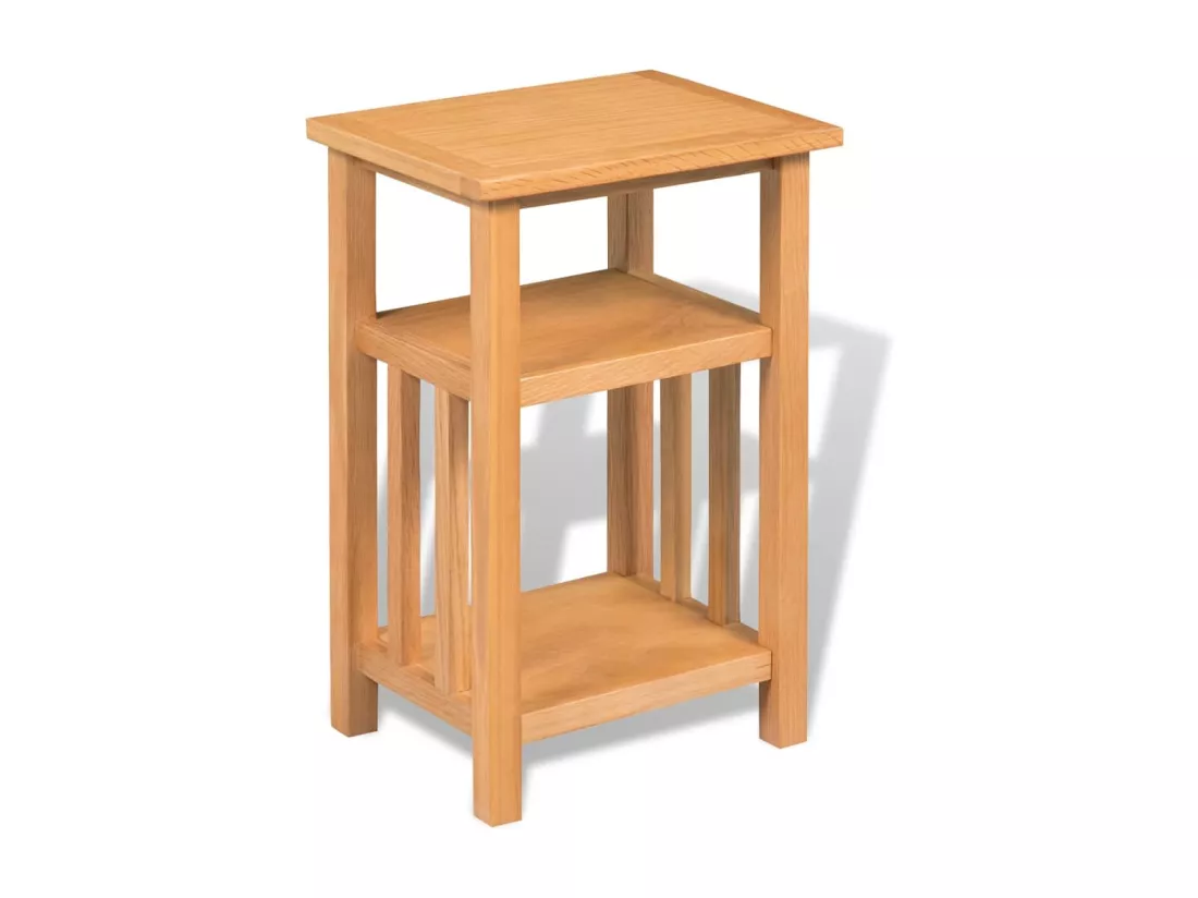 Table d'appoint avec étagère à revues Chêne massif 27x35x55 cm