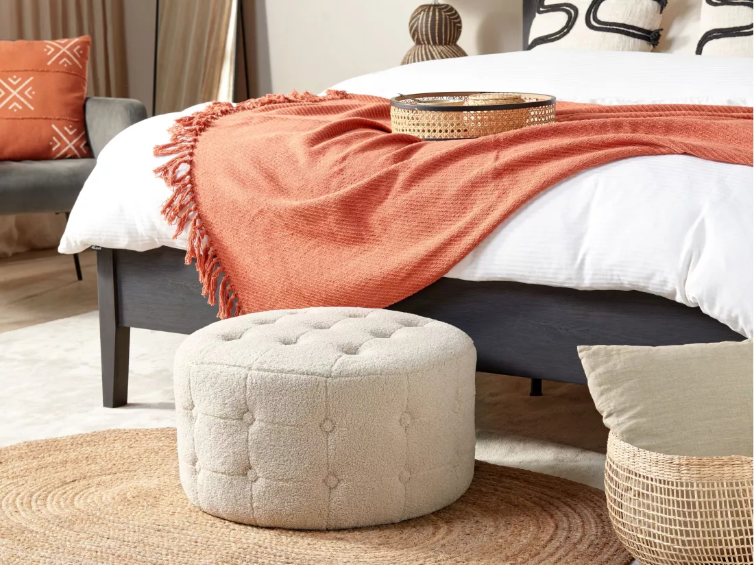 Repose-pieds bouclé beige TAMPA