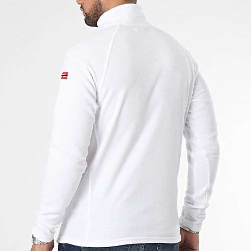 Sweat Col Zippé Polaire Blanc