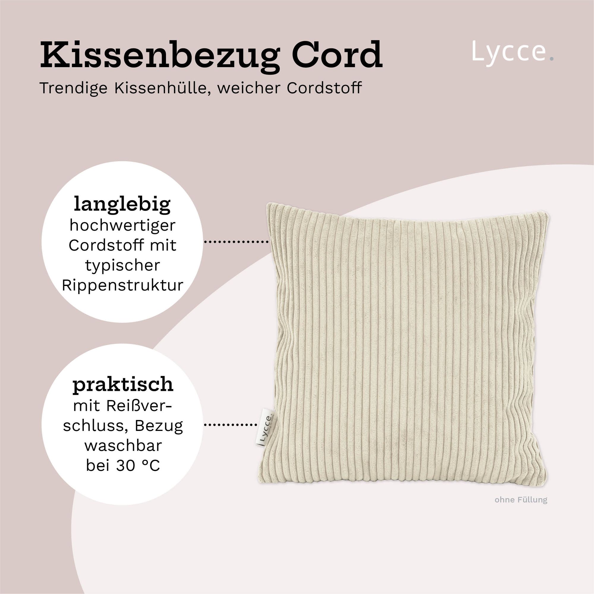Lycce 2er Set Kissenbezug aus trendigem Cordstoff (40 x 40 cm)