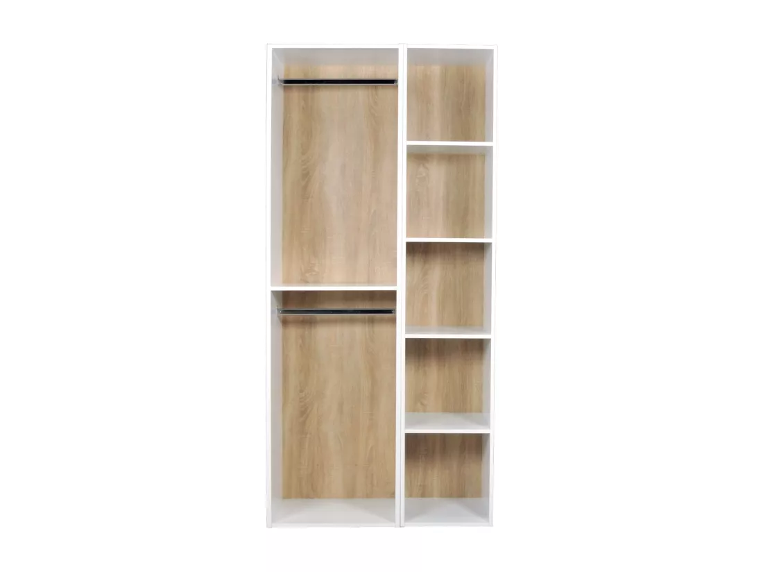 Dressing d'angle modulable - L84,5 cm - Blanc et naturel - TAMOKA