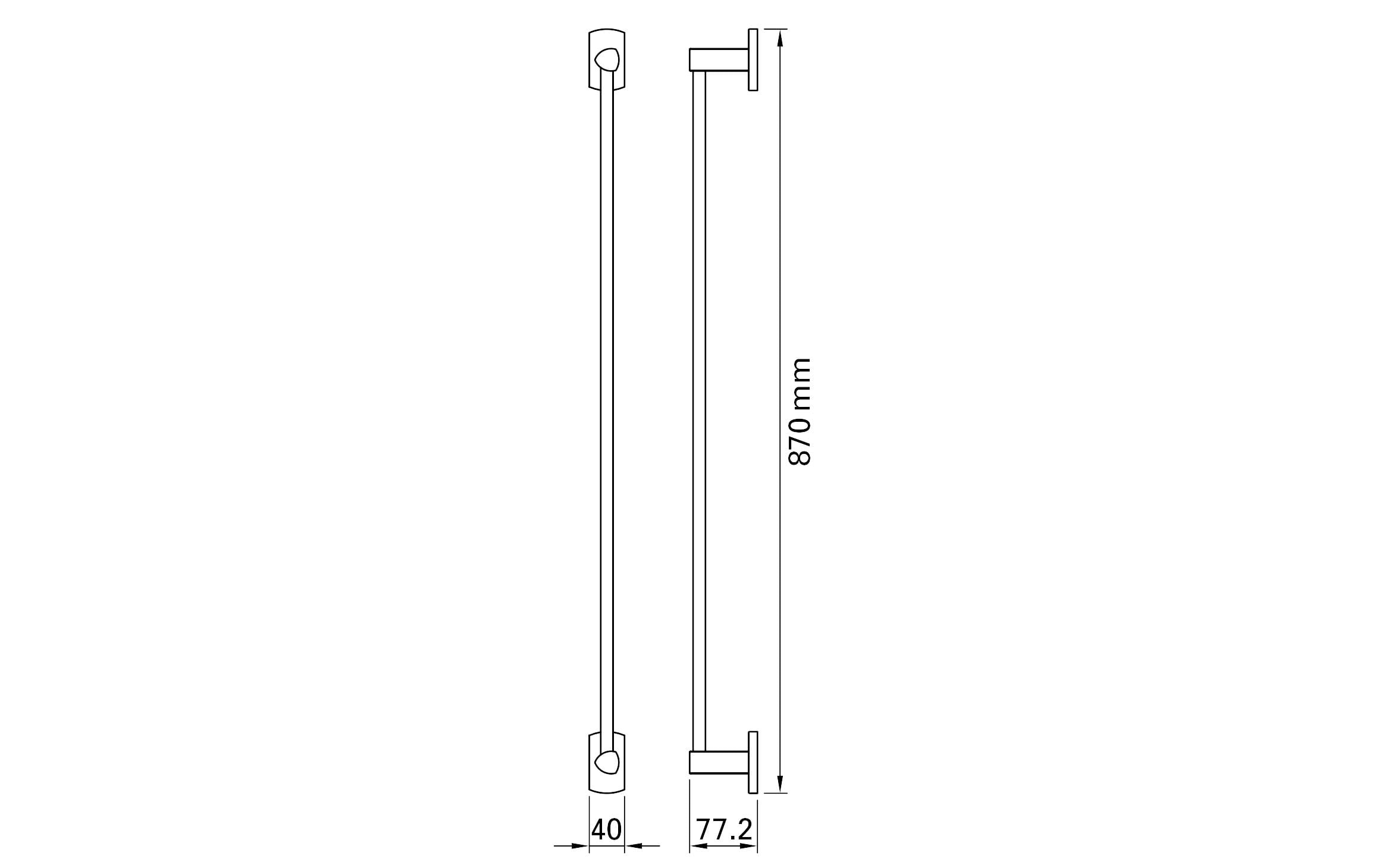 Handtuchhalter 7.7 x 87 x 4 cm ChromBadetuchstange