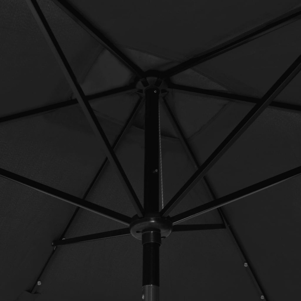 Parasol avec led et mât en acier 2 x 3 m noir