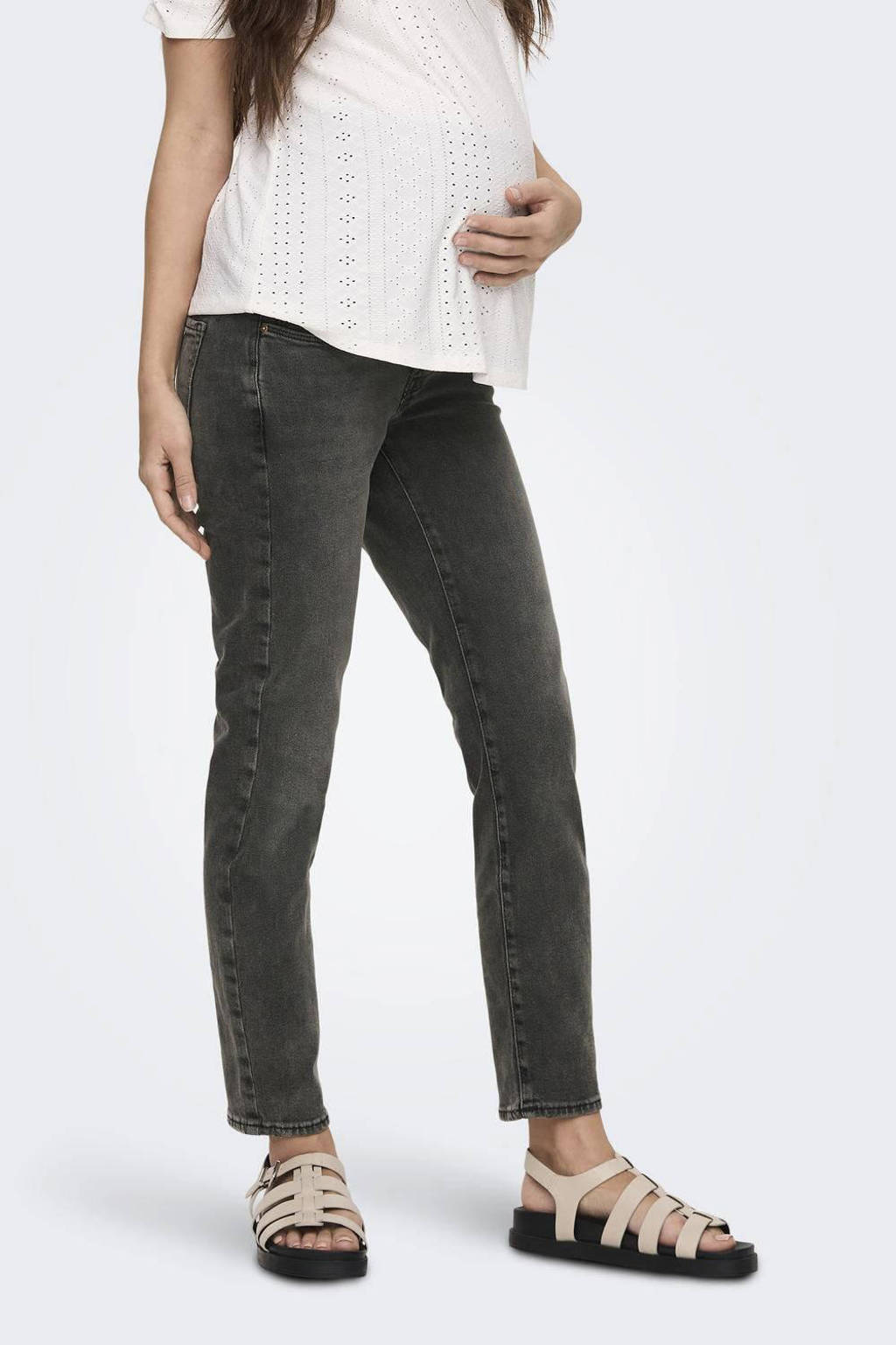 ONLY MATERNITY high waist zwangerschaps straight jeans OLMEMILY dark grey denim