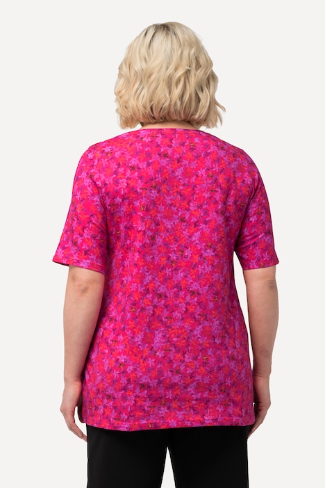 Shirt, gemustert, Rundhals, Halbarm