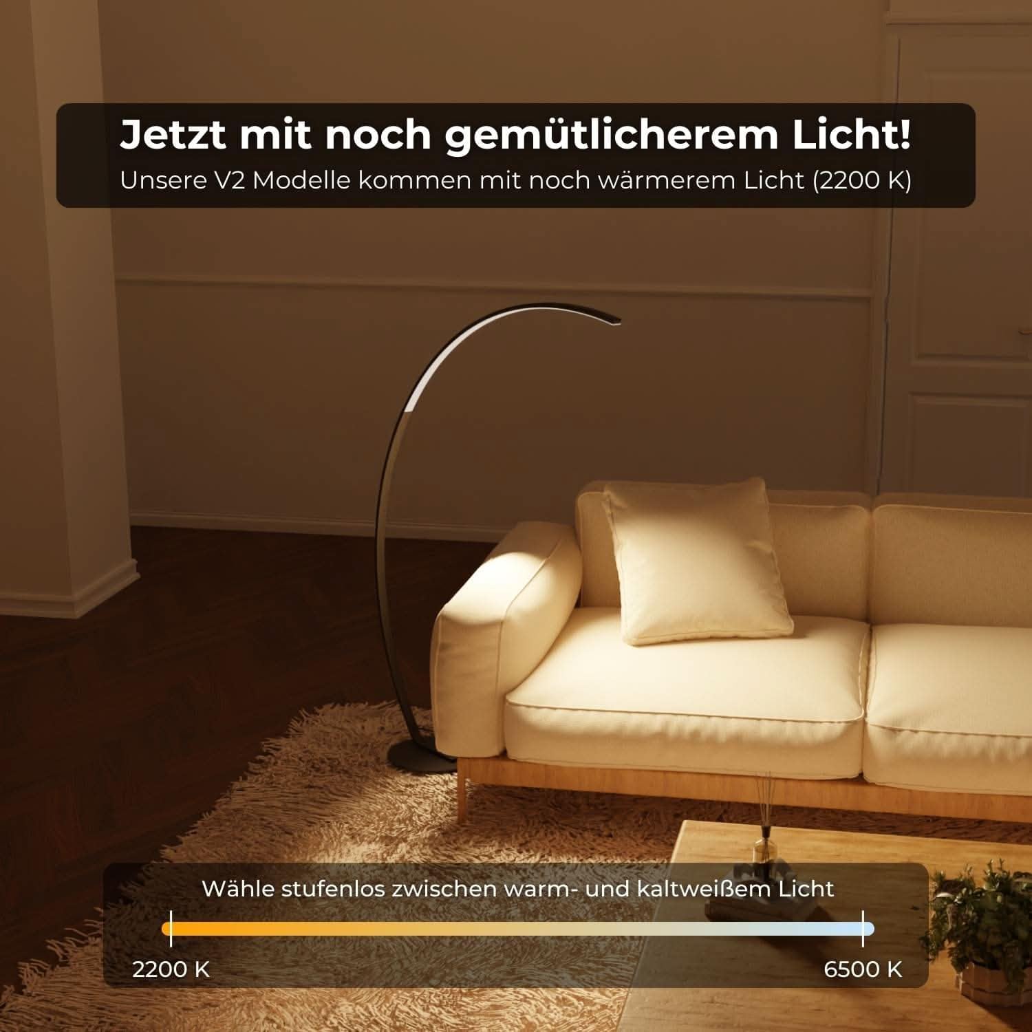 Stehlampe Bogenlampe 'Mavea' dimmbar LED Wohn & Schlafzimmer Bogenleuchte Leselampe Bogenstehlampe Smart Home Amazon Alexa Google Home Tuya