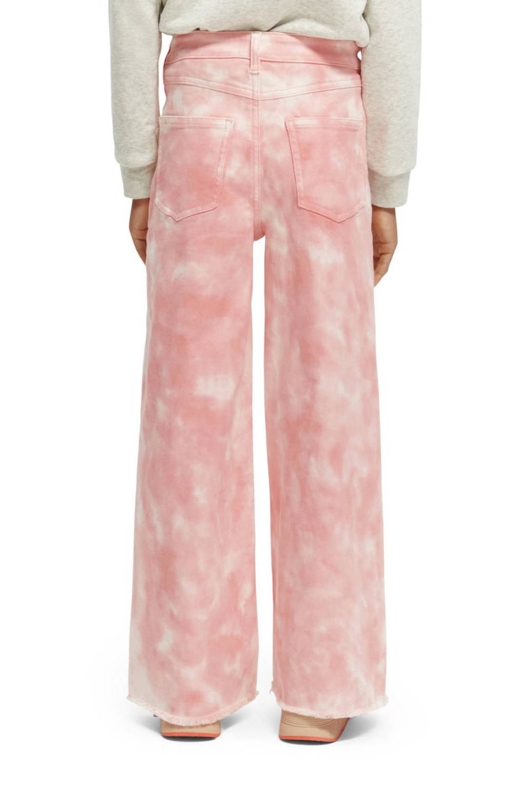 Scotch & Soda tie-dye high waist wide leg broek roze/wit