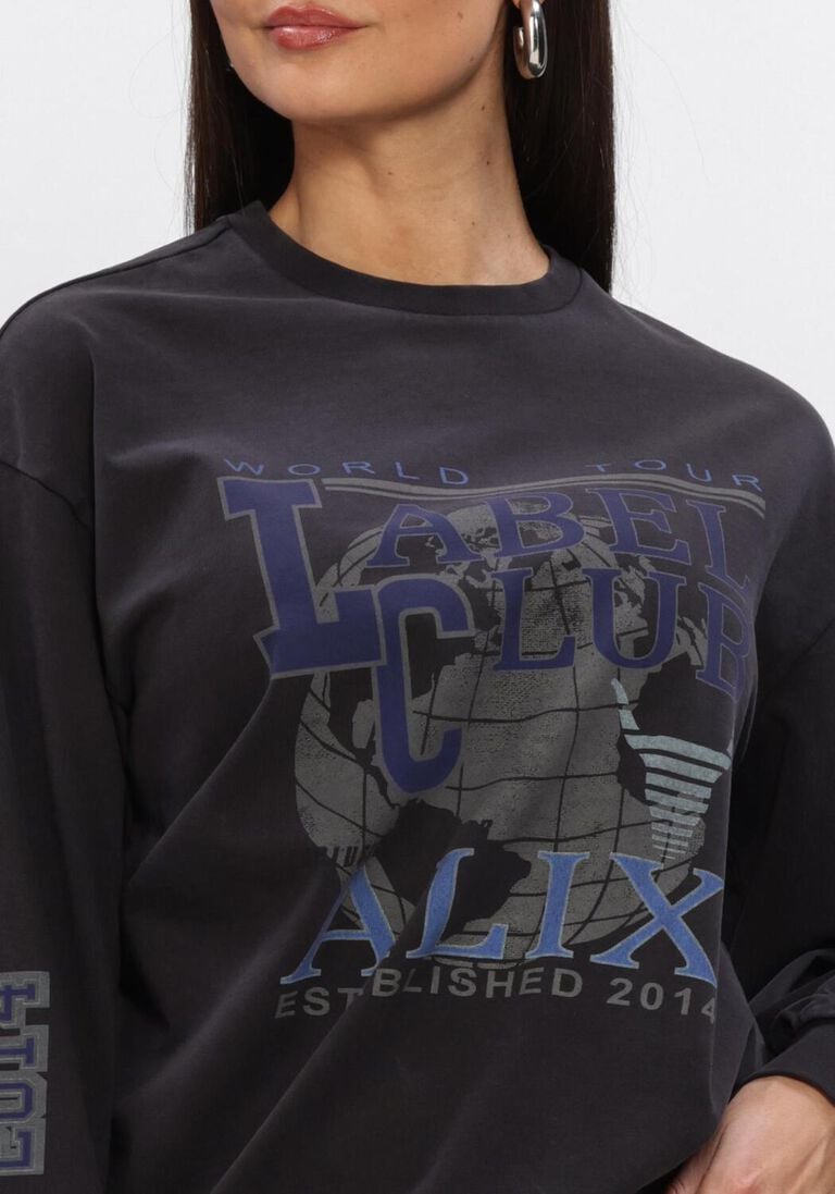 zwarte alix the label top ladies knitted label club longsleeve t-shirt
