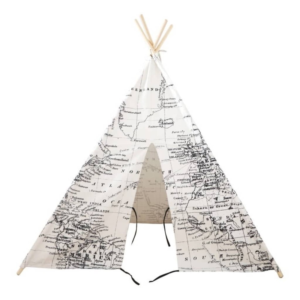 Tipi world map noir et blanc