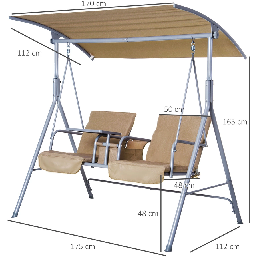 Outsunny Gartenschaukel mit Sonnendach beige