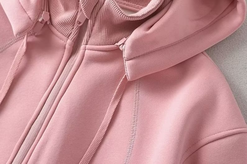 Flotto - Hoodie met rits en effen opstaande kraag