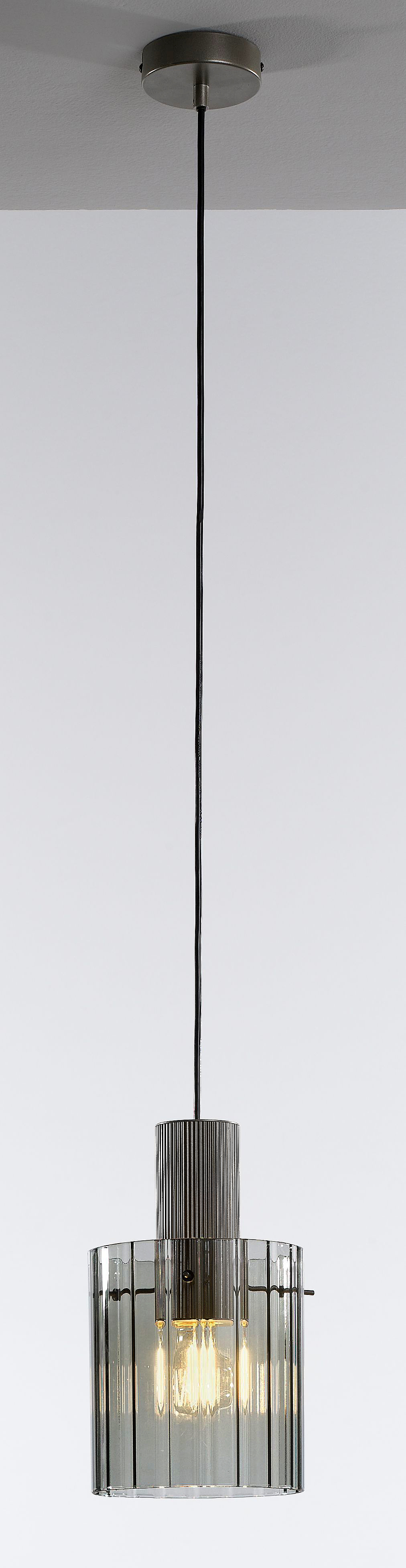 casaNOVA Retrofit Pendelleuchte RONJA 1-flg silberfarbig /Rauchglas