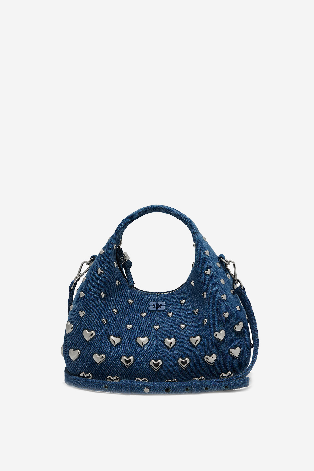 Hobo mini heart stud denim crossbody