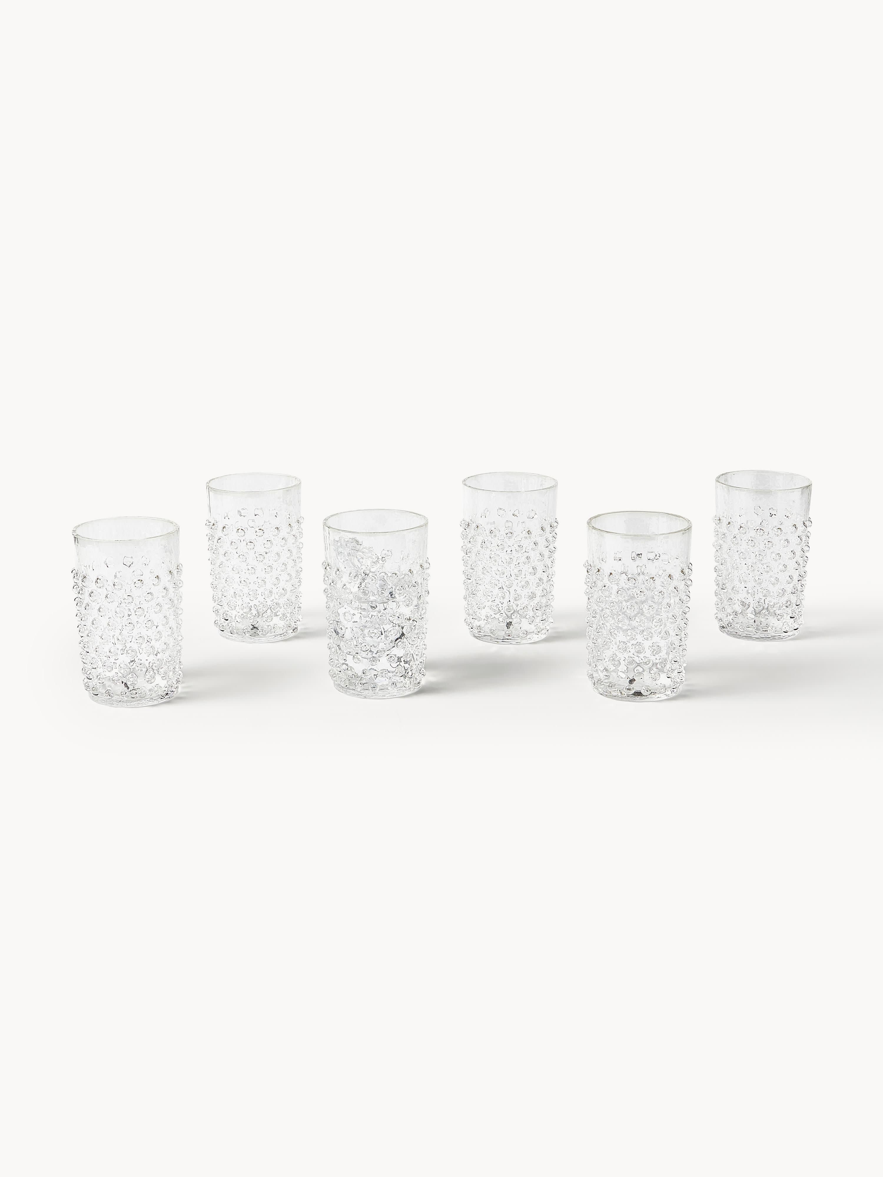 Mondgeblazen waterglazen Hobnail, 6 stuks