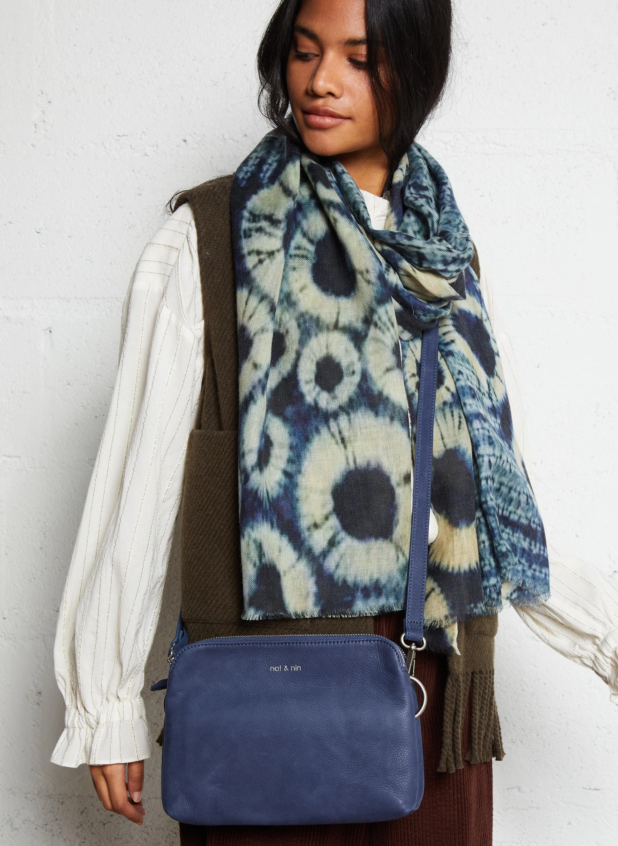 NAEL - Sac bandoulière en cuir grainé| Bleu