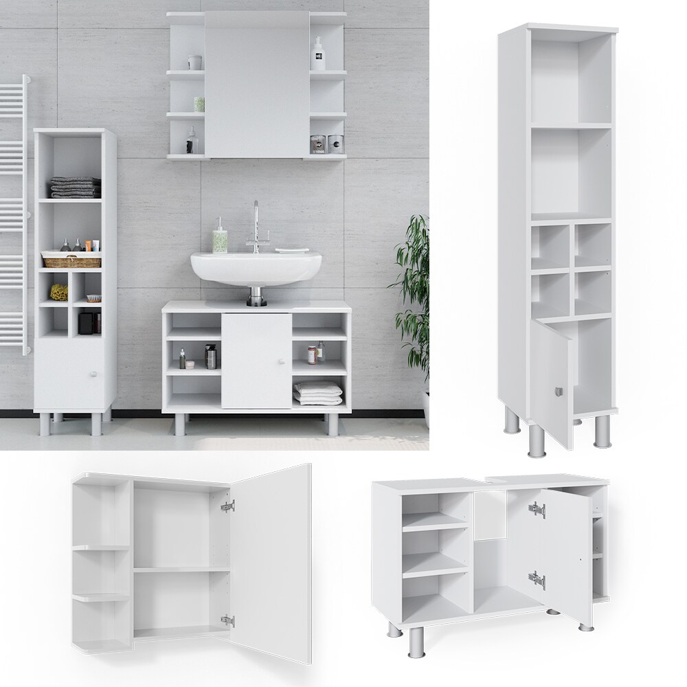 Vicco Badmöbel Set 3tlg Fynn Spiegelschrank Waschbeckenunterschrank Hochschrank