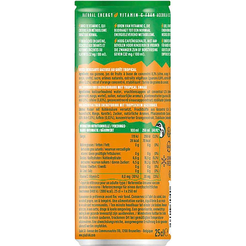 Zyla Boost Tropical, Guarana & Yerba Maté 25 cl - 24 canettes