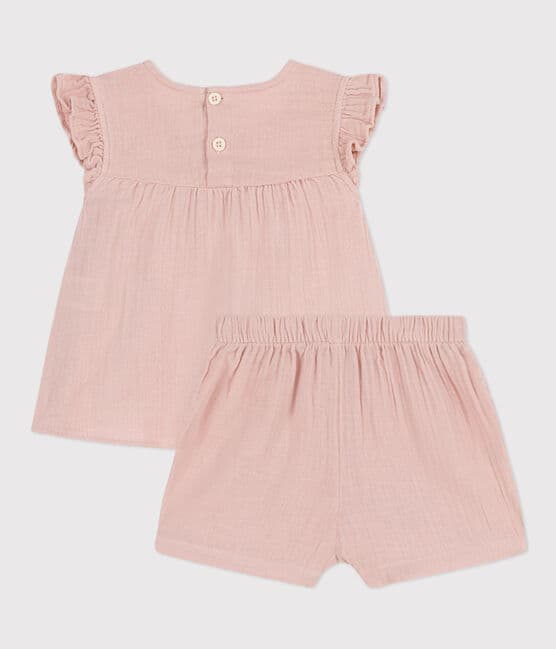 Ensemble bébé en gaze de coton unie