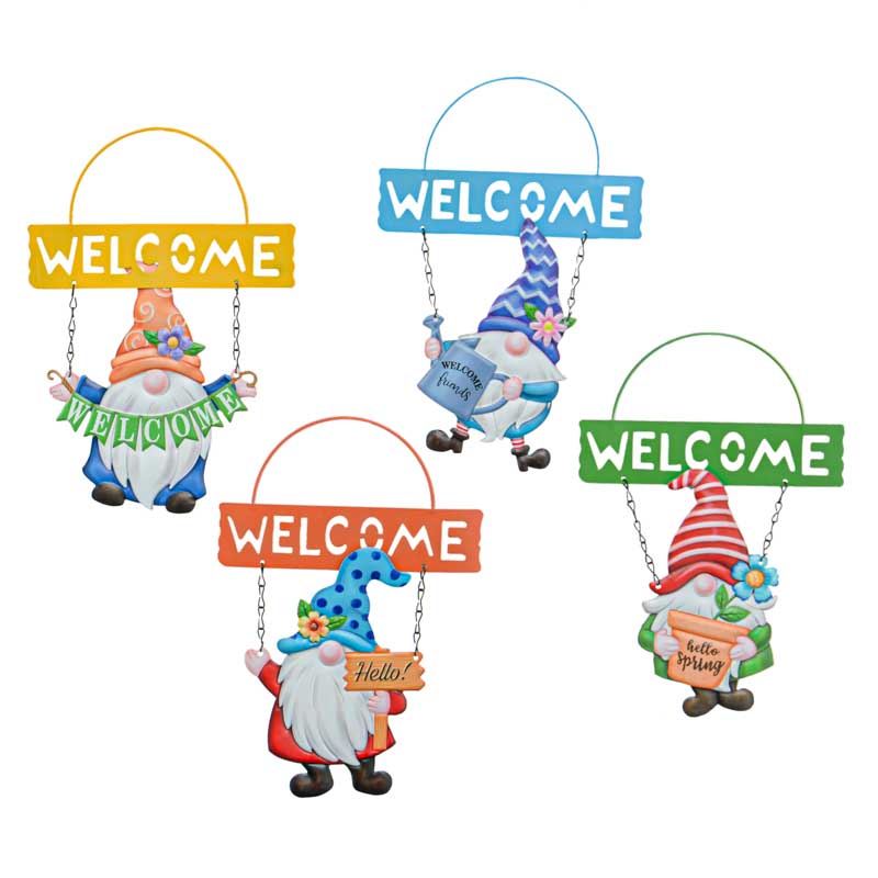 Pancarte 'Welcome' avec gnome