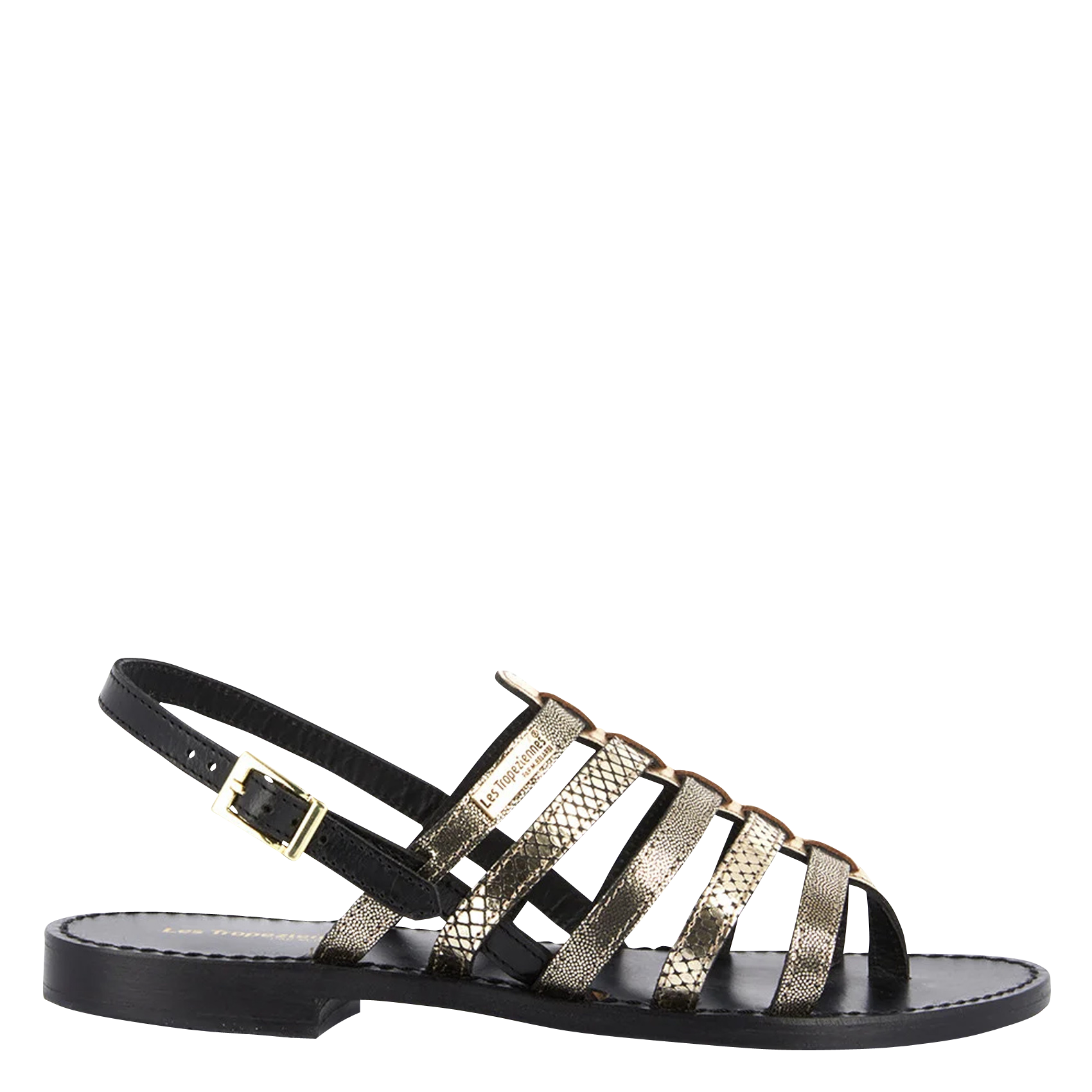 HERIBLAK - Sandales plates en cuir | Noir