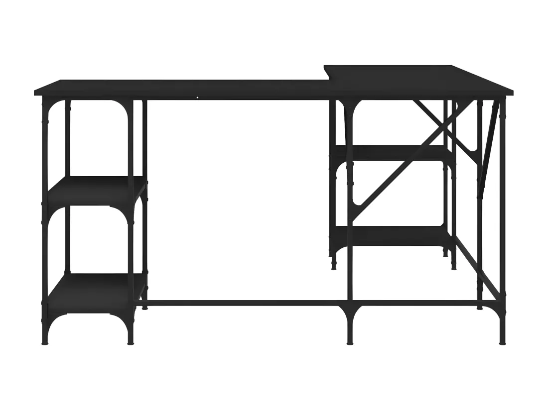 Bureau noir 139x139x75 cm bois d'ingénierie