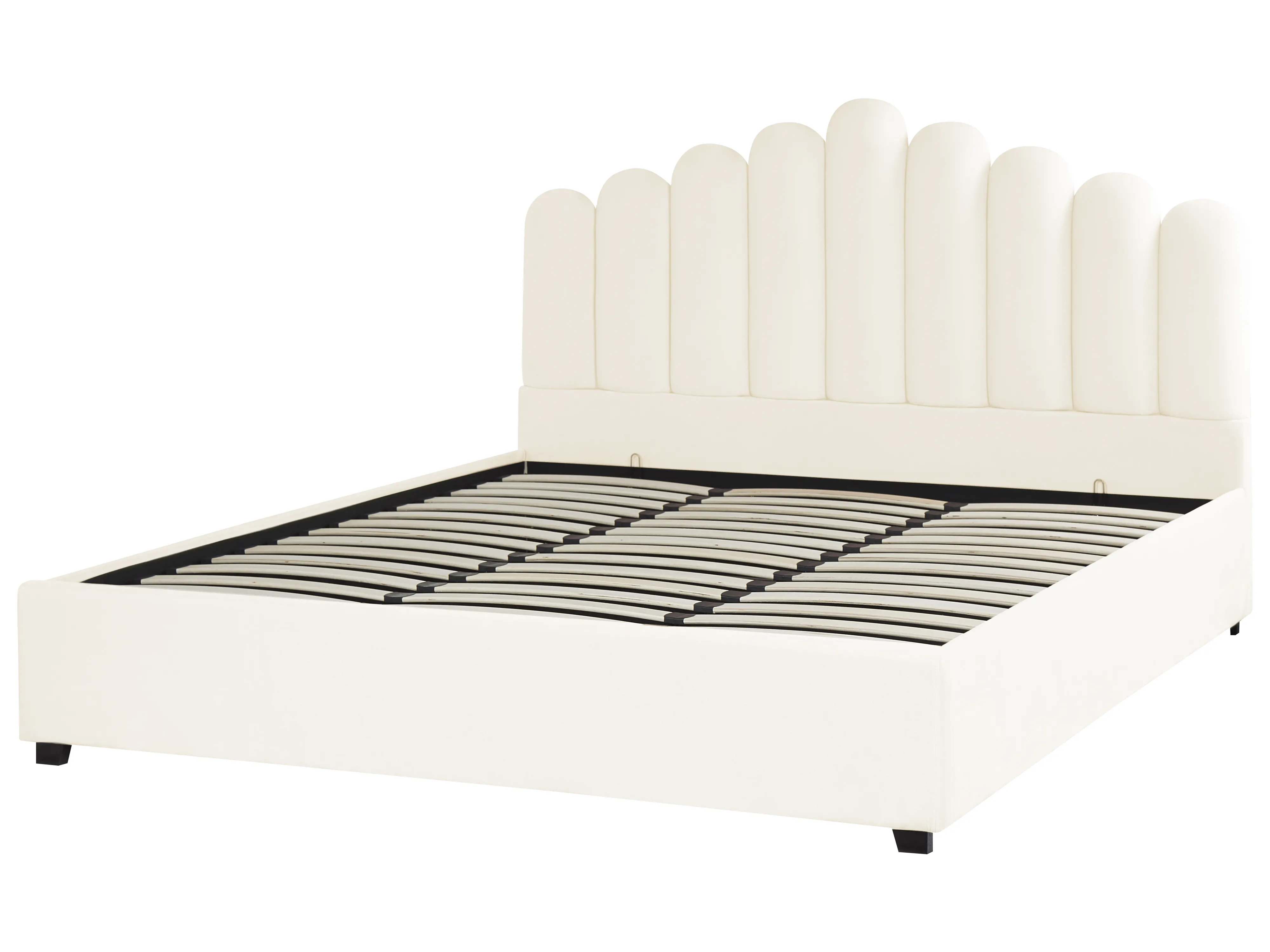 Bed met opbergruimte Fluweel VINCENNES 180 x 200 cm Gebroken wit