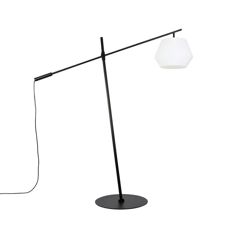 Design buiten vloerlamp zwart met witte kap IP44 - Robbert