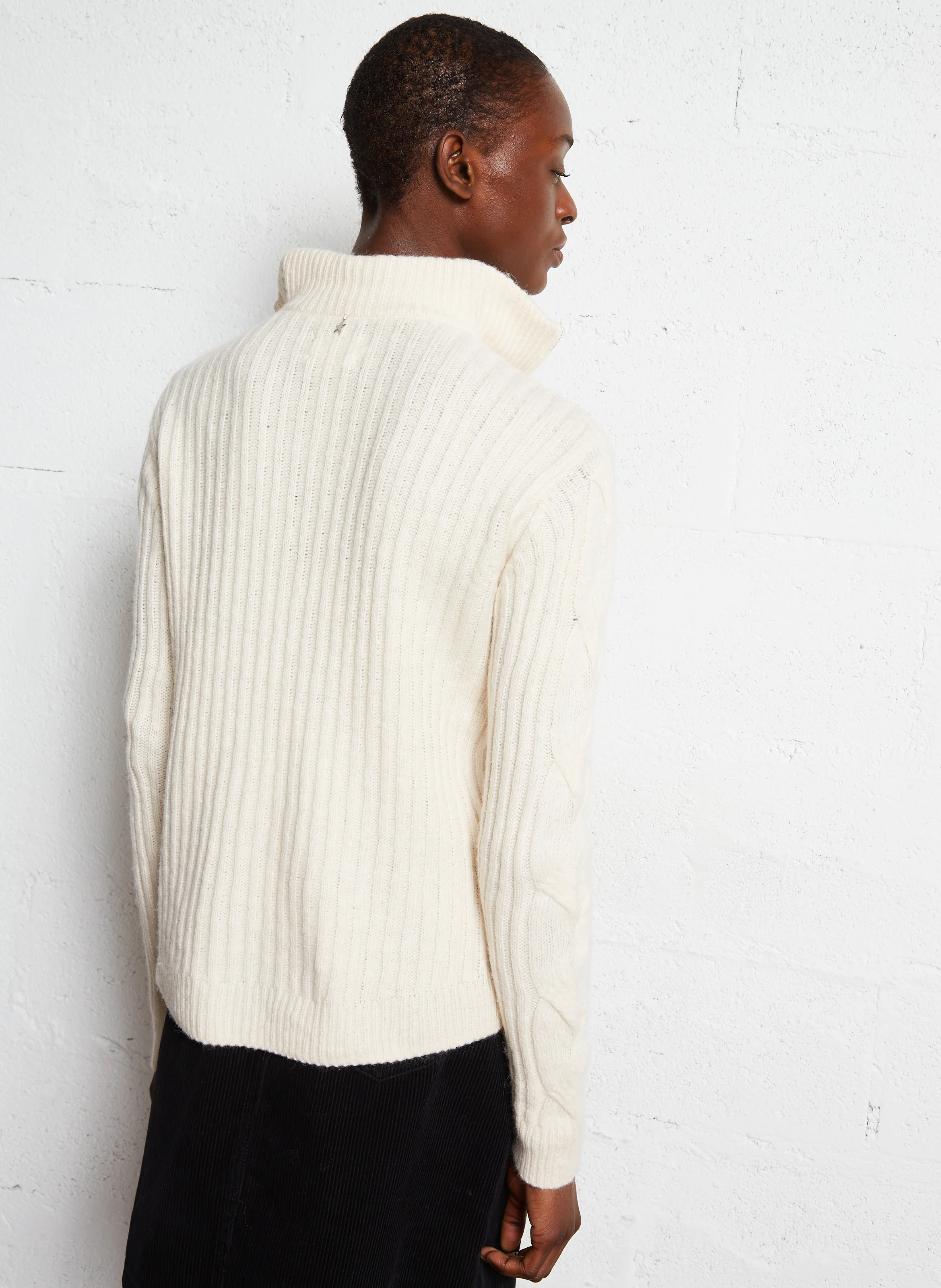 MANOU - Pull droit en maille | Blanc