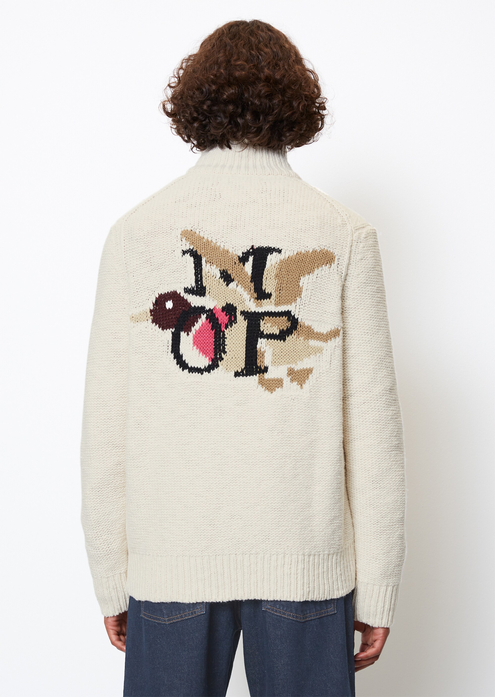 MO'P X CHEVIGNON Stehkragen-Cardigan regular mit Logo-Intarsien auf der Rückseite