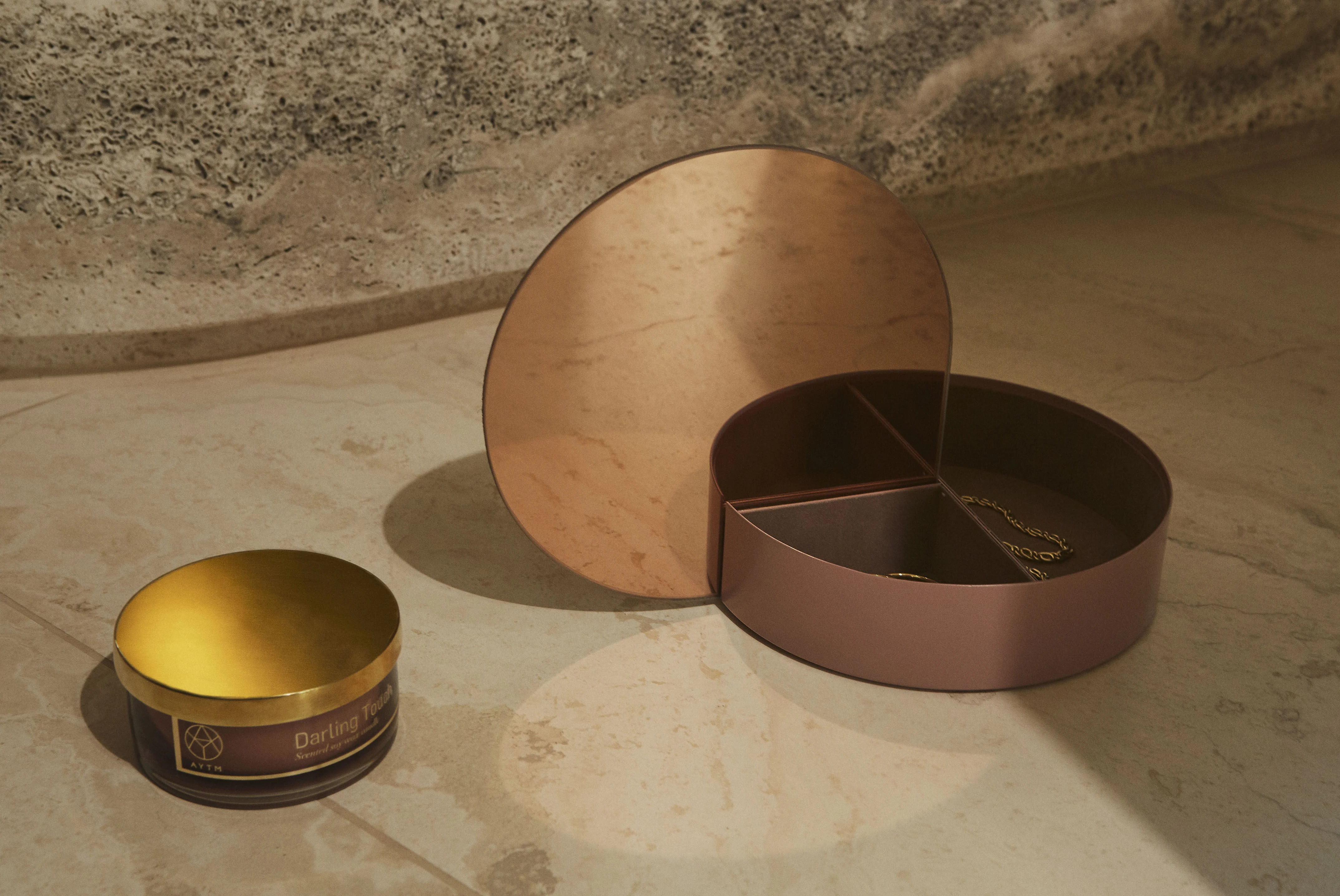 CIRCUM SMALL - Miroir mural bois | Jaune