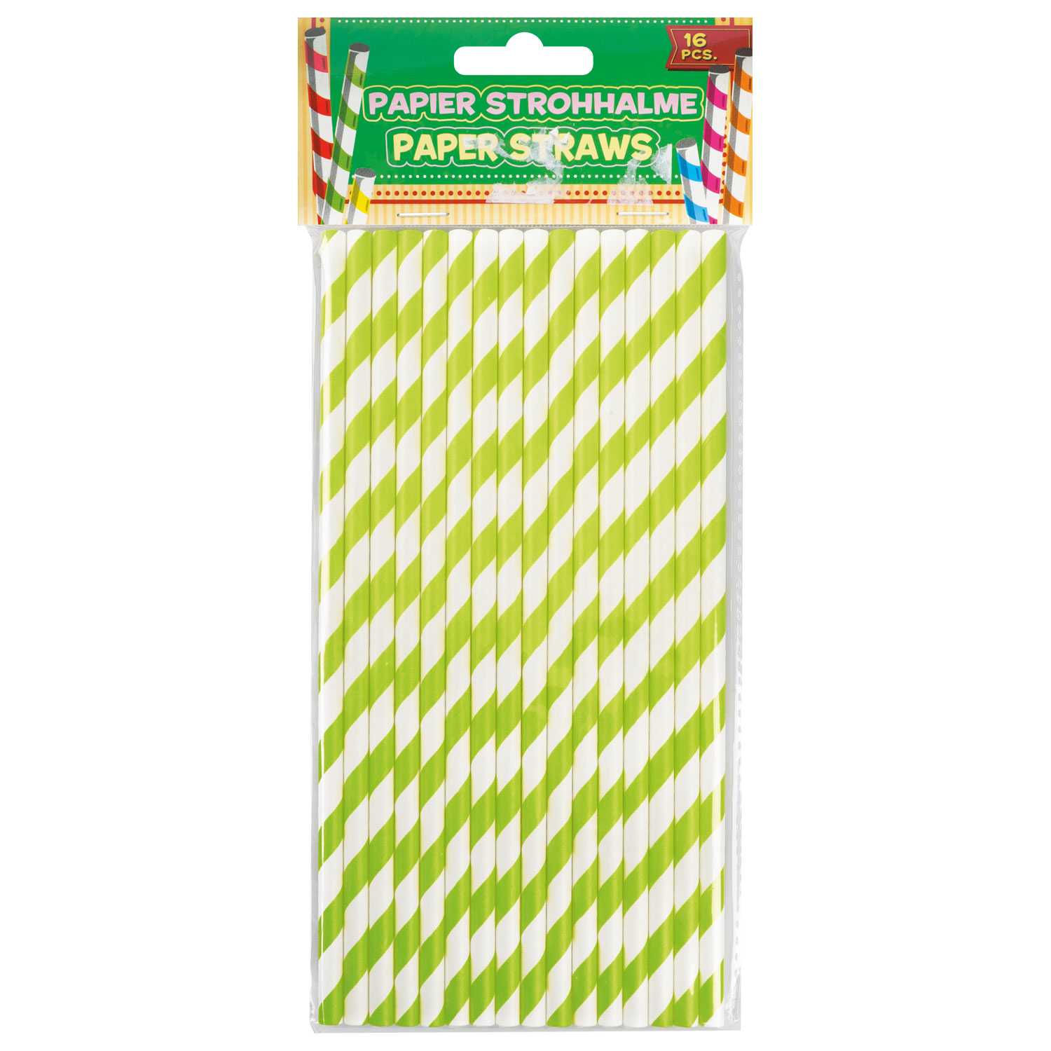 Trinkhalme Papier gestreift 16er 6fach