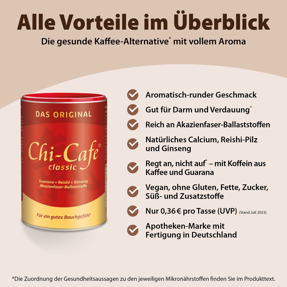 Chi-Cafe classic Wellness Kaffee mit Akazienfaser Guarana Reishi-Pilz Ginseng