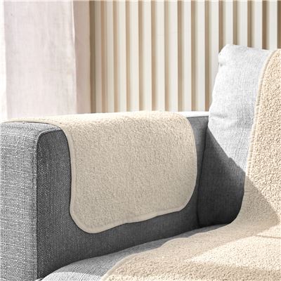 Protège-fauteuil et canapé universels - bouclette Sherpa