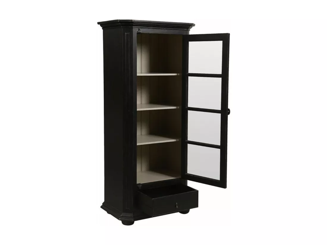 Vitrine 1 porte Bois-MDF Noir - Bruges Interior's