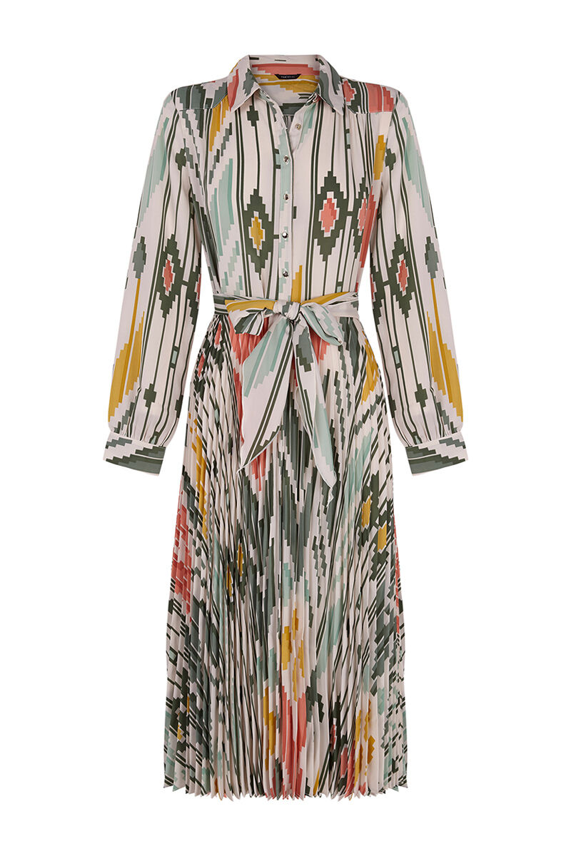 Vestido midi estilo camisa - Estampa verde