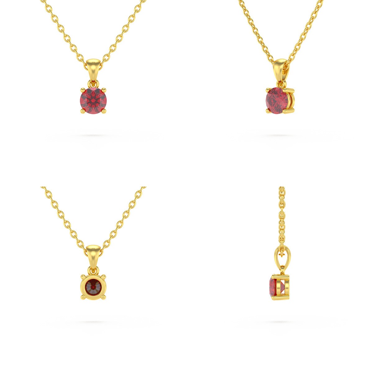Collier Pendentif Or Jaune 585 Rubis - Bijou Précieux | Aden