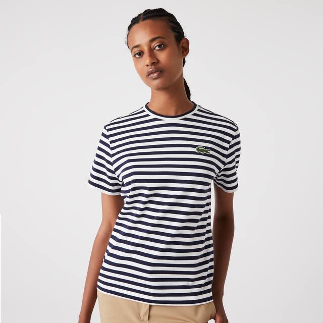T-shirt femme loose fit Lacoste à rayures en jersey de coton T-Shirts - Bleu - Lacoste - Femme