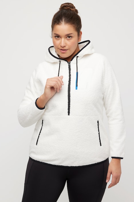 Fleece-Hoodie, Koordinaten-Druck, Zipptaschen, Langarm