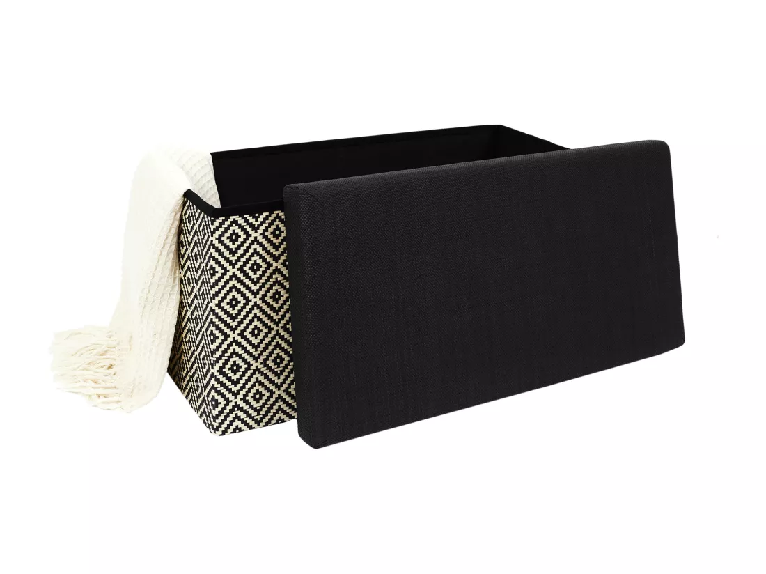 Coffre Banc Pliable Tresse Noir