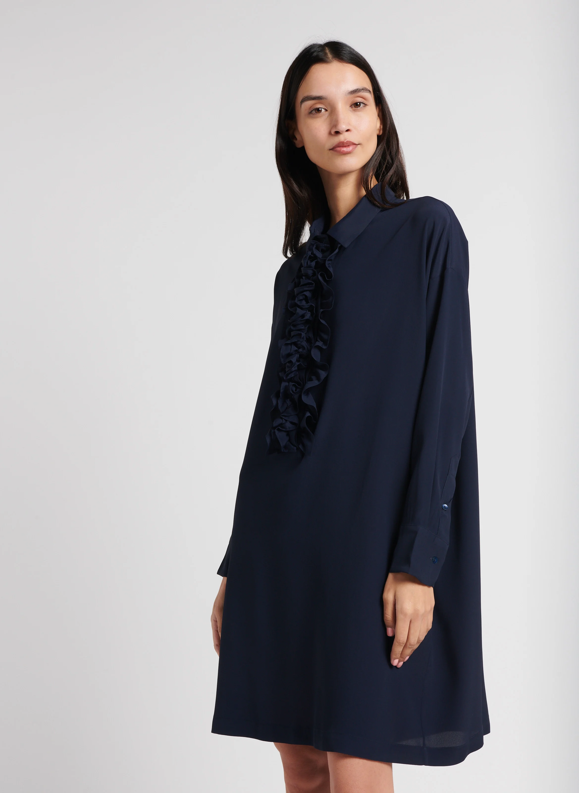 KITA - Robe courte à volants| Bleu