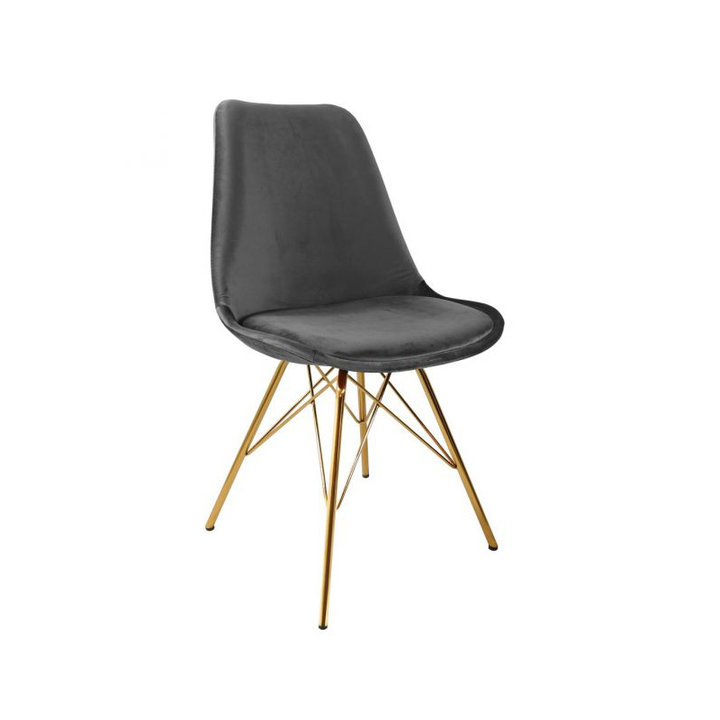 Kick collection - Stoel Velvet Donkergrijs - Goud frame