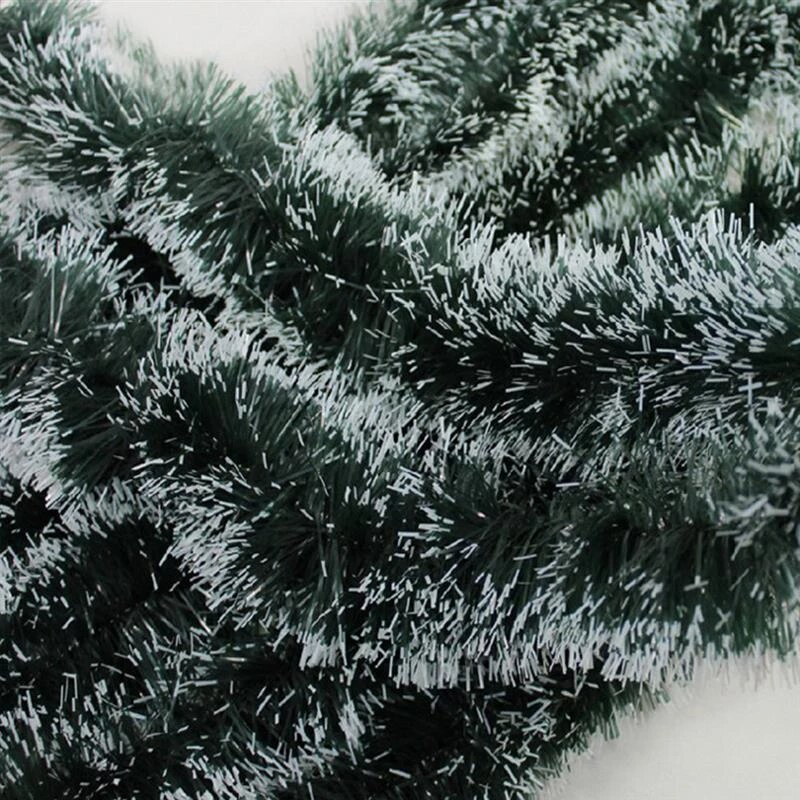 (2m) Deko Lametta Girlande Weihnachts Girlande mit Ornamenten - Grün / Rot