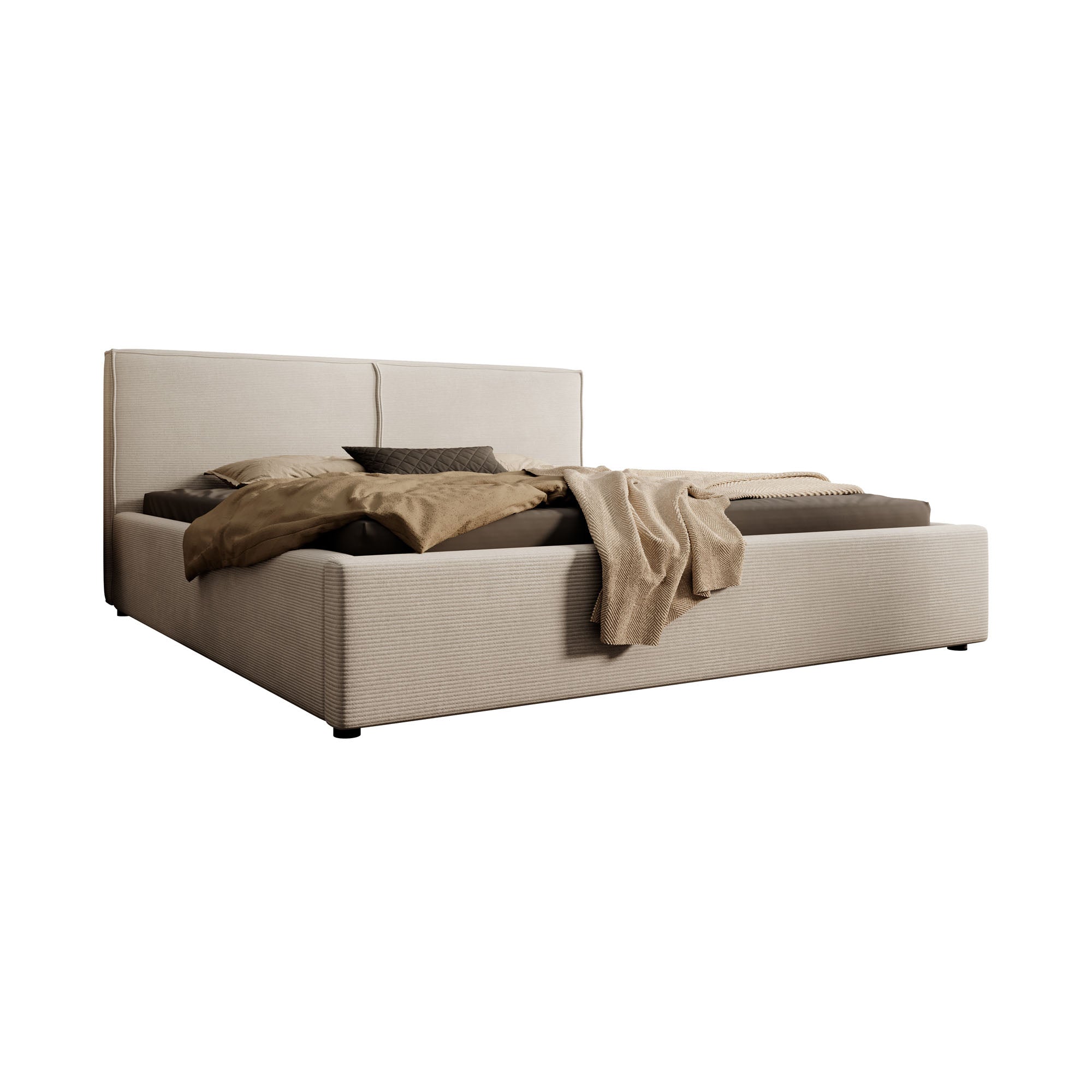 Infinity - Tweepersoonsbed - Ribstof beige - 180x200 cm