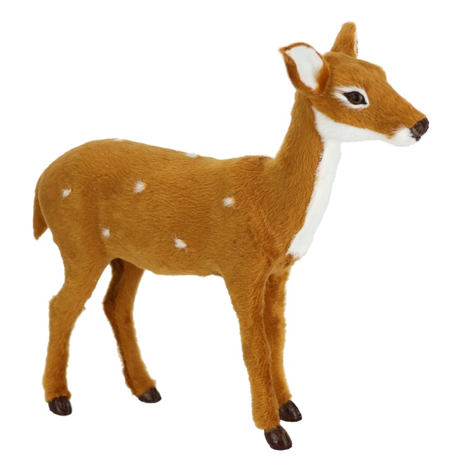 I.GE.A. Dekofigur »Tierfigur Reh aus Kunstfell« Realistisches Waldtier Statue Ornament Plüschtier Weihnachtsdeko
