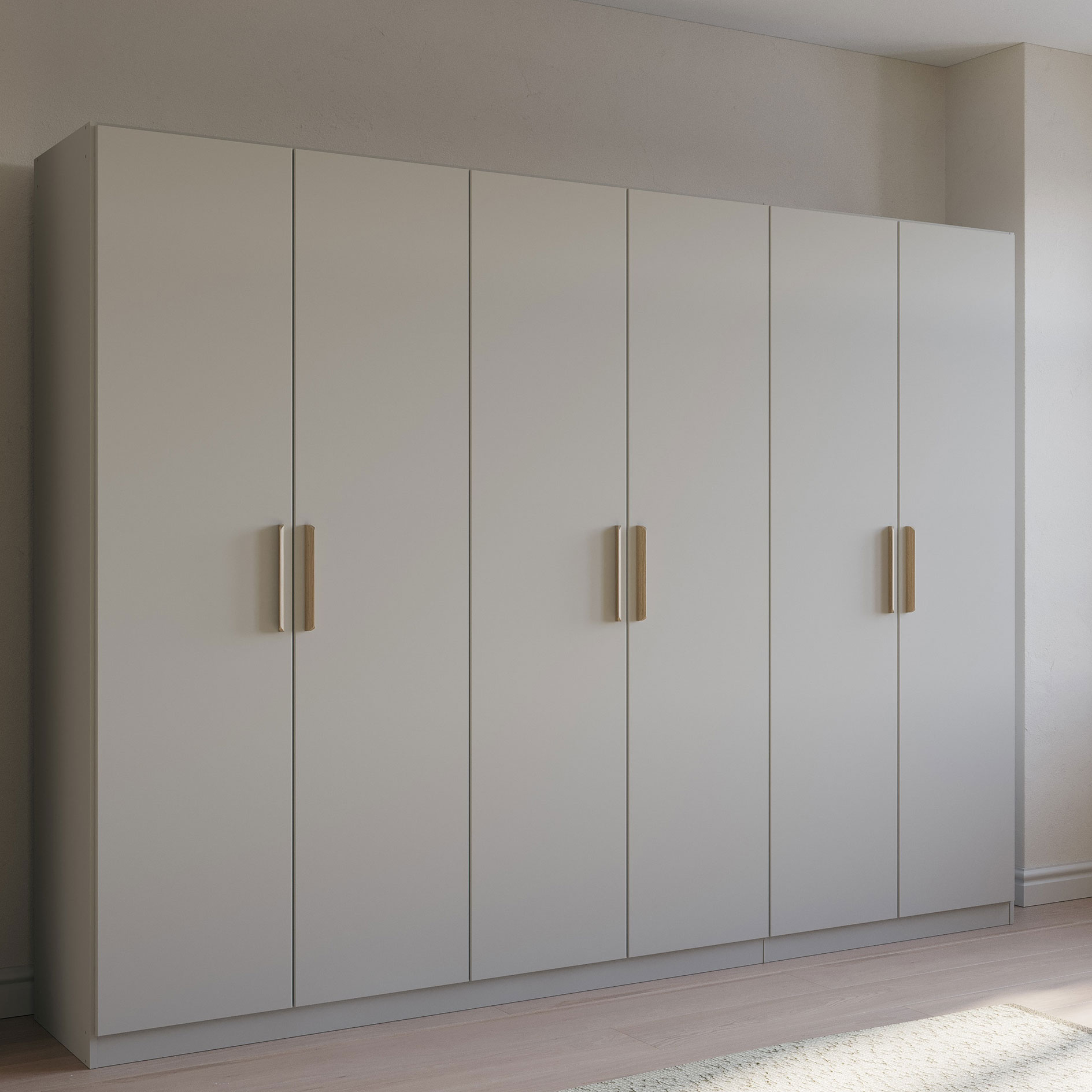 Drehtürenschrank - seidengrau - 271 cm