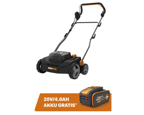 WORX Nitro 40V (2 x 20V) WG855E.9 2-in-1 snoerloze gazonbeluchter, borstelloze motor + GRATIS bonusartikel: 20V accu WA3644 (4,0Ah)