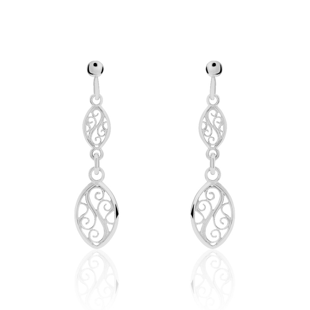 Boucles D'oreilles Pendantes Mahee Argent Blanc