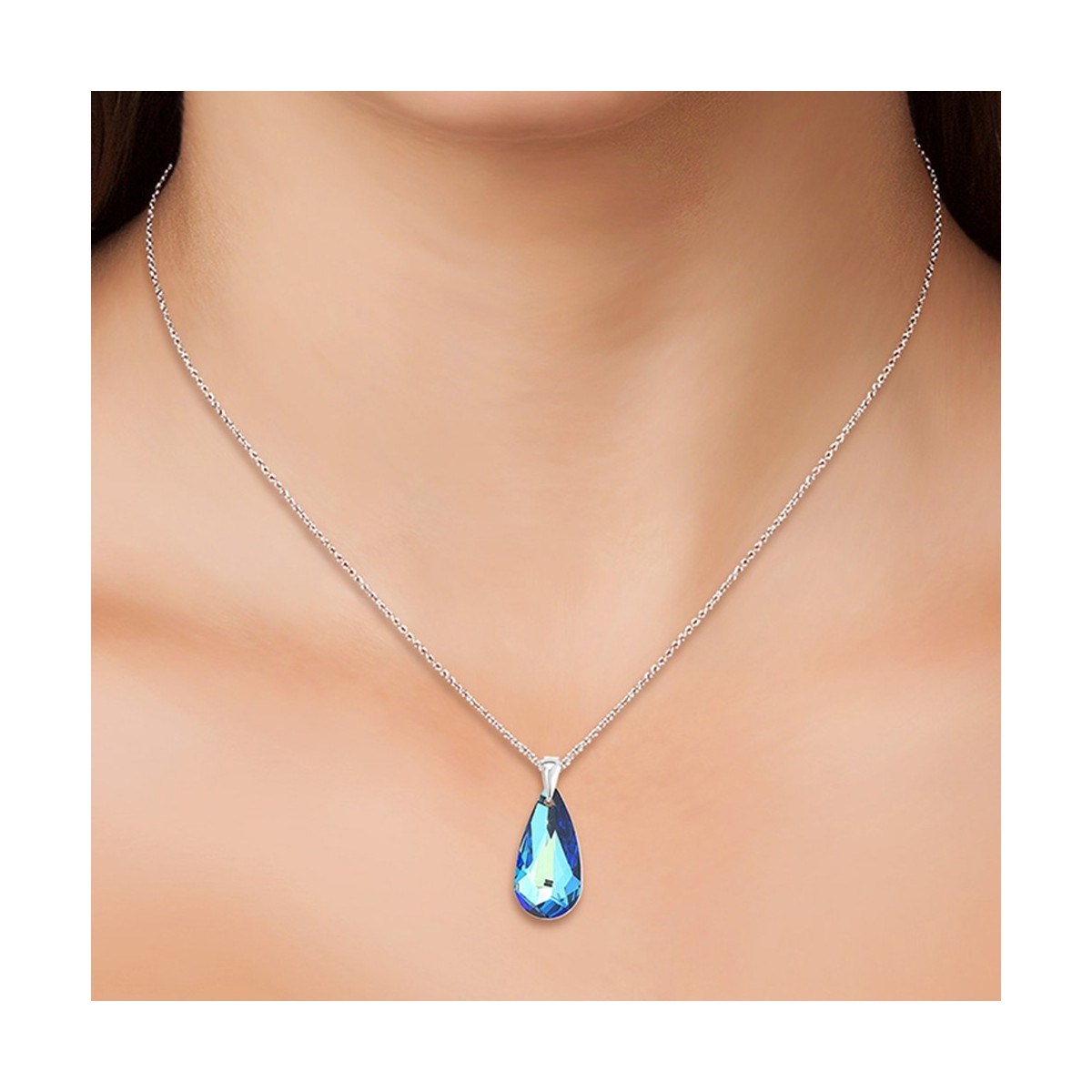 Collier en Argent rhodié 925 SC Crystal orné de Cristaux scintillants