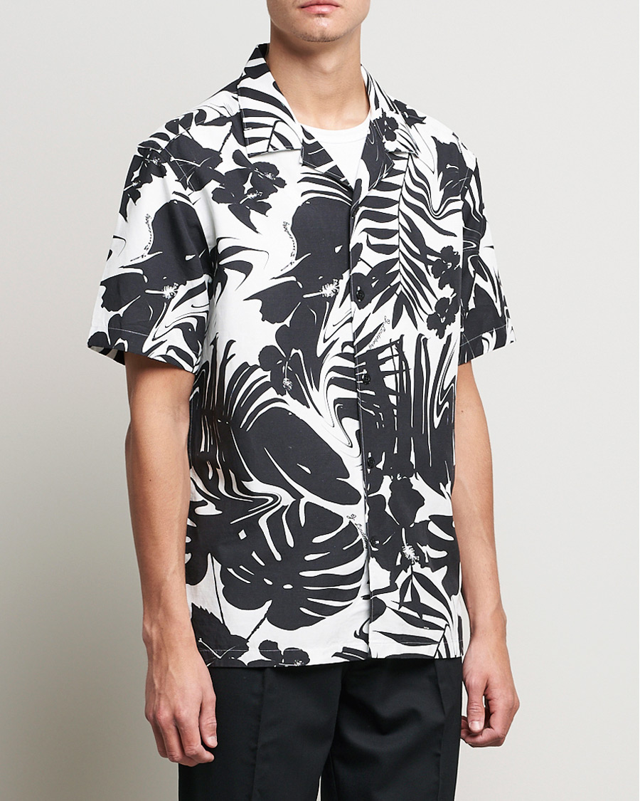 J.Lindeberg Elio Hibiscus Print Short Sleeve Shirt White/Black